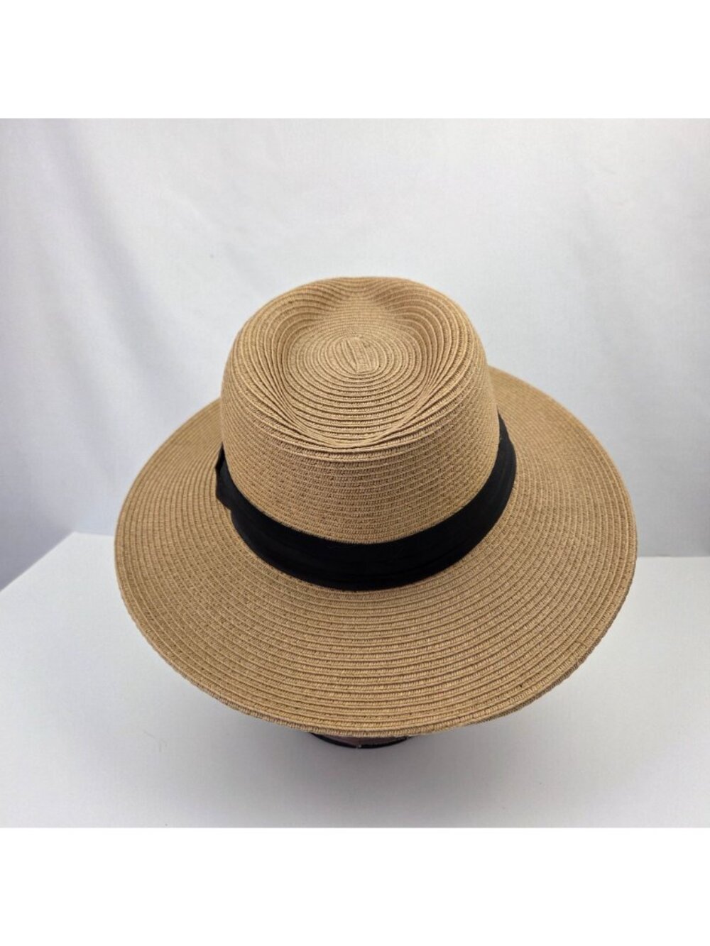 Furtalk Straw Panama Hat With Black Band & Adjustable Chin Strap & Head Band M/L - Picture 7 of 14